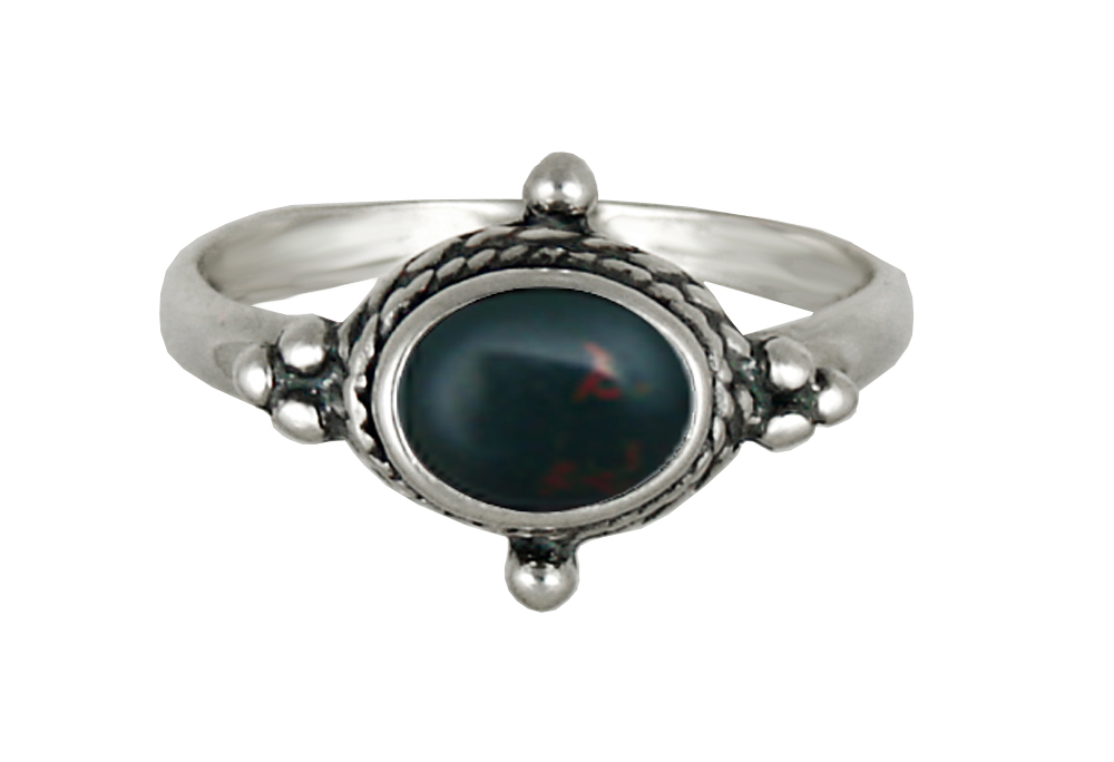 Sterling Silver Gemstone Ring With Bloodstone Size 6